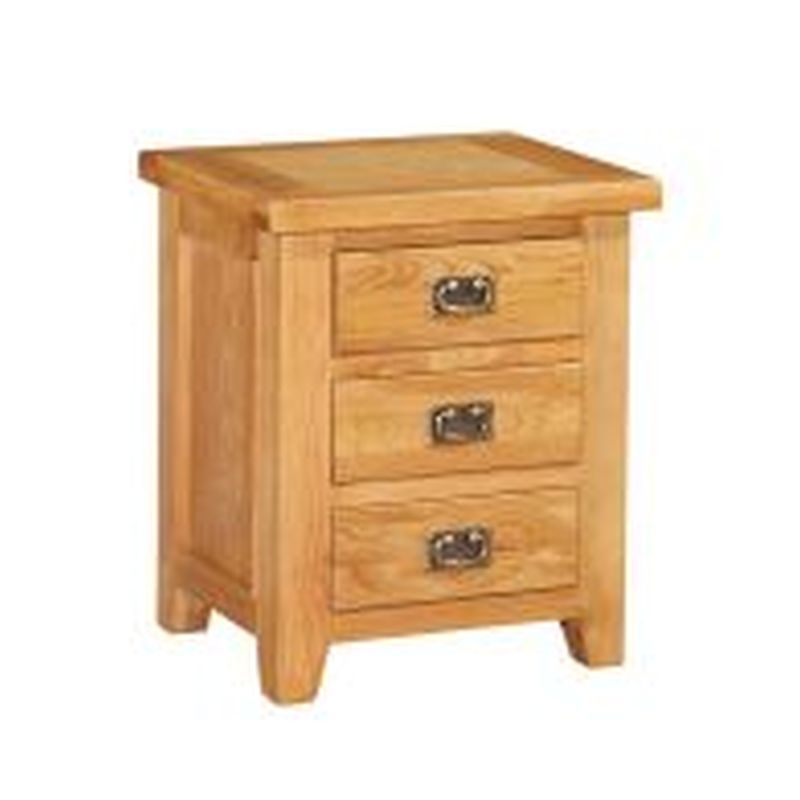 Cotswold Oak 3 Drawer Bedside Table